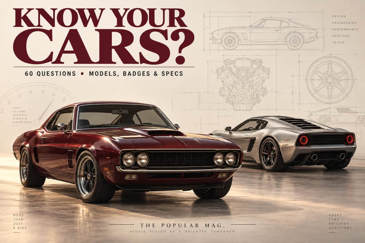 Know Your Cars? Illustrated burgundy and silver sports cars.